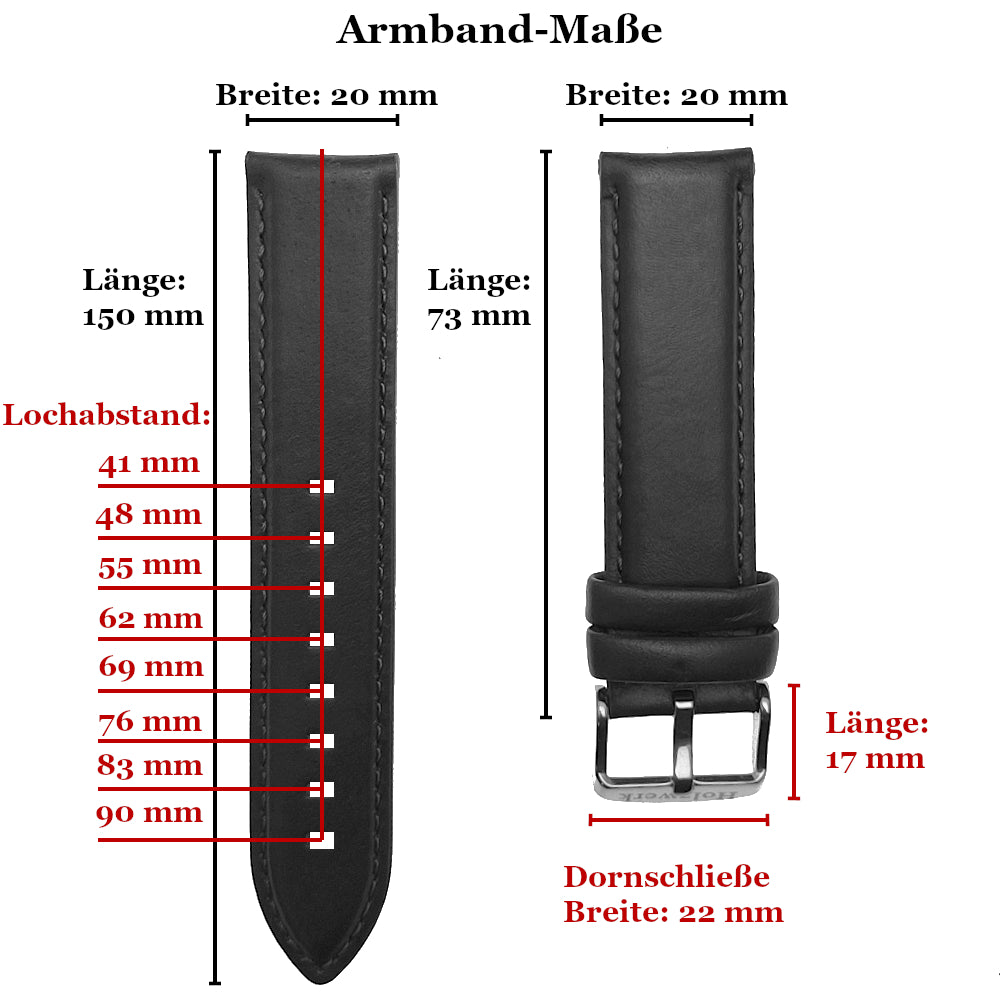 Holzwerk replacement bracelet large leather replacement bracelet in black