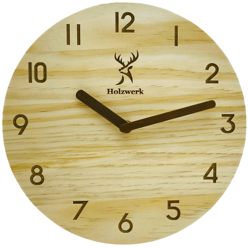 Designer Holz Wanduhr, modern vintage Loft Style in beige – Holzwerk