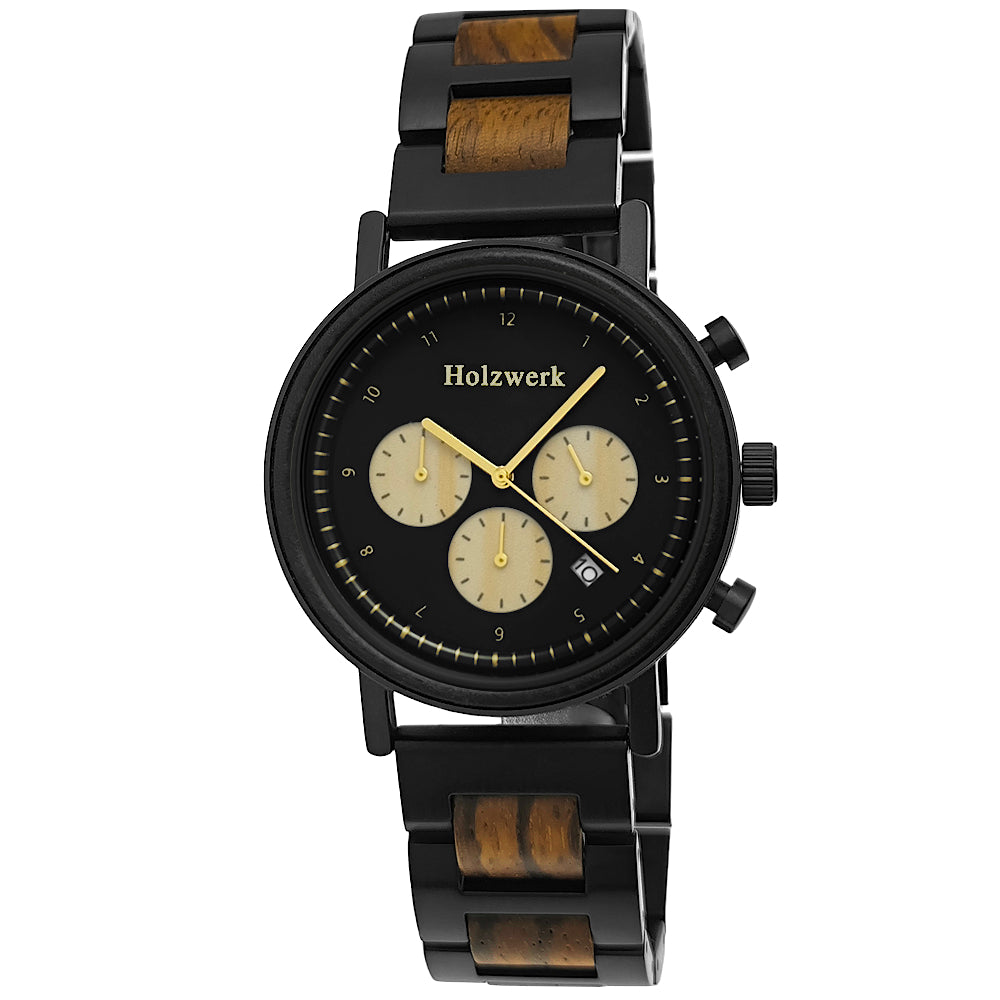Blue | Automatisch Houten Horloge | Walnoot en Zebrahout automatisch houten horloge van Blue | Automatisch Houten Horloge | Walnoot en Zebrahout automatisch houten horloge van