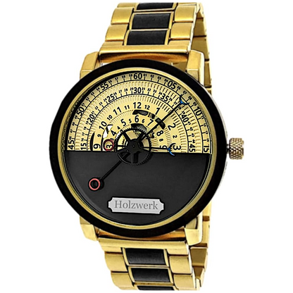Holzwerk men's watch wood automatic watch in black dark brown gold blue