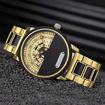 Holzwerk men's watch wood automatic watch in black dark brown gold blue