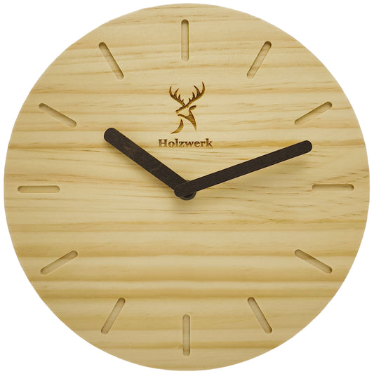 Holzwerk OLDENBURG moderne Holz Wanduhr, lautlos, geräuschlos, leise, Quarz Designer Wand Holzuhr ohne Tick Geräusche, beige, dunkel braun, Hauptbild