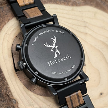 Holzwerk Germany Handgemaakt designer-herenhorloge, ecologisch, natuurlijk houten horloge, chronograaf, armbandhorloge, analoog kwartshorloge, blauw en bruin, datum houten wijzerplaat, bruin Holzwerk Germany Handgemaakt designer-herenhorloge, ecologisch, natuurlijk houten horloge, chronograaf, armbandhorloge, analoog kwartshorloge, blauw en bruin, datum houten wijzerplaat, bruin